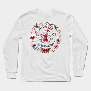 Christmas Elf Candy Cane Peppermint Holly Holiday Long Sleeve T-Shirt